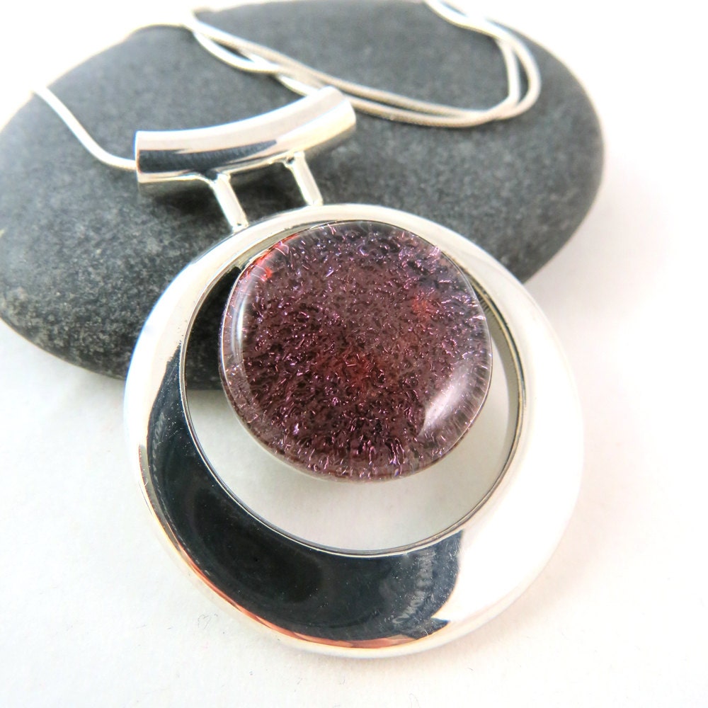 Lavender Purple Glass Necklace - Fused Glass and Silver - Ready to Ship