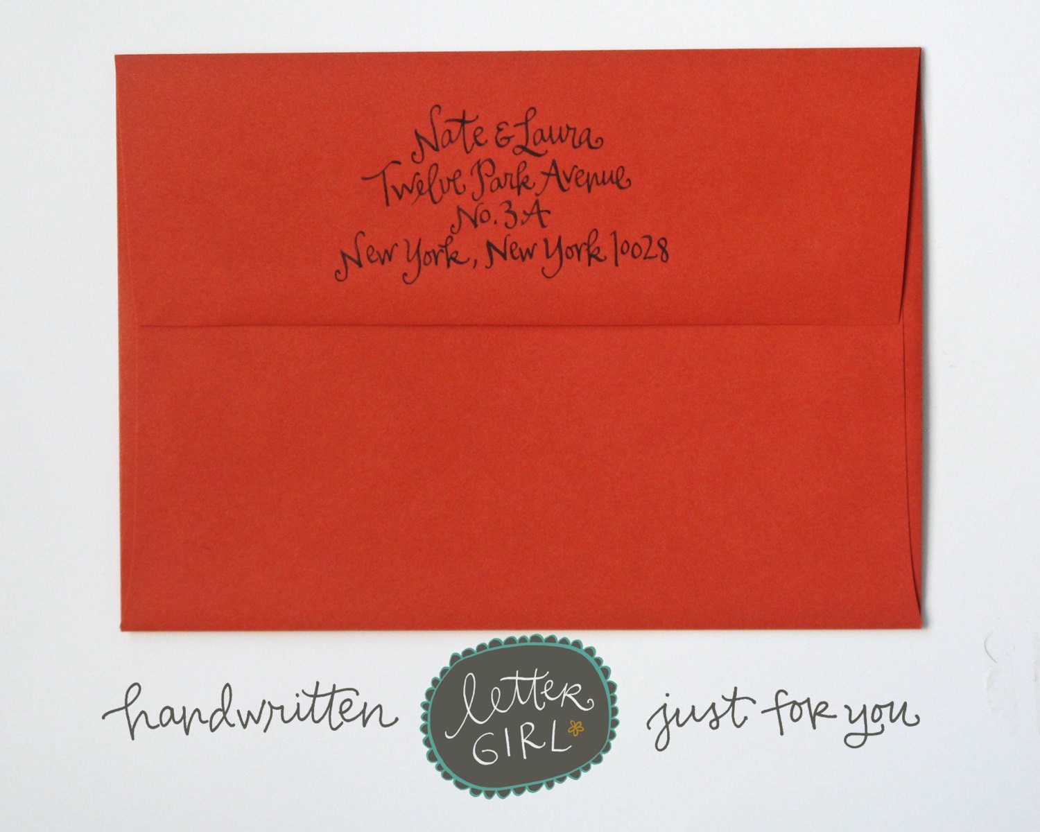 Handwritten Vintage Address Stamp:  your choice of self-inking or red rubber