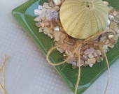Ring Pillow Beach Wedding Sea Urchin Seafoam Green Wedding Ring Bearer Pillow O.O.A.K