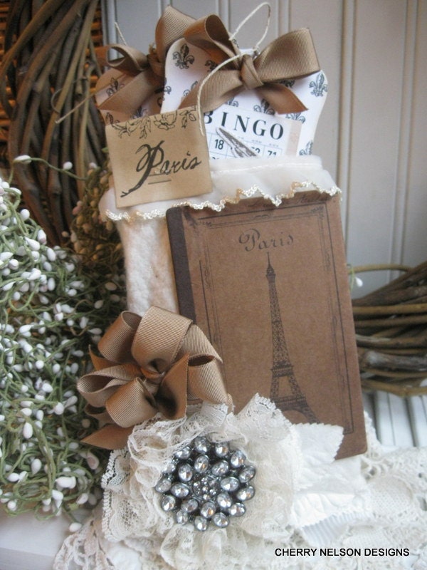 french style pocket- EIFFEL TOWER fabric pocket- parisian pocket full of tags- mothers day gift decoration