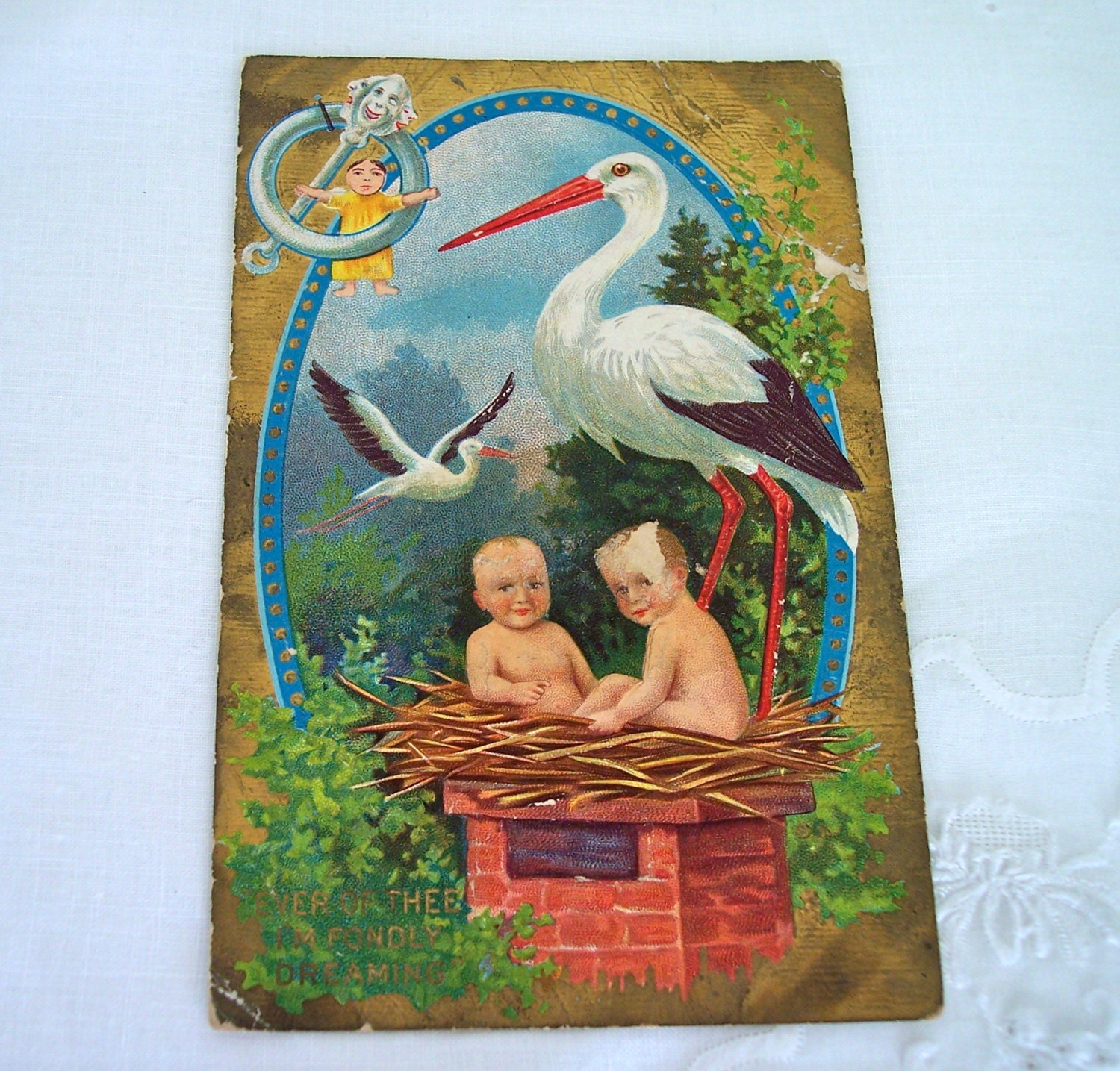 Stork Antique Postcard Circa 1910