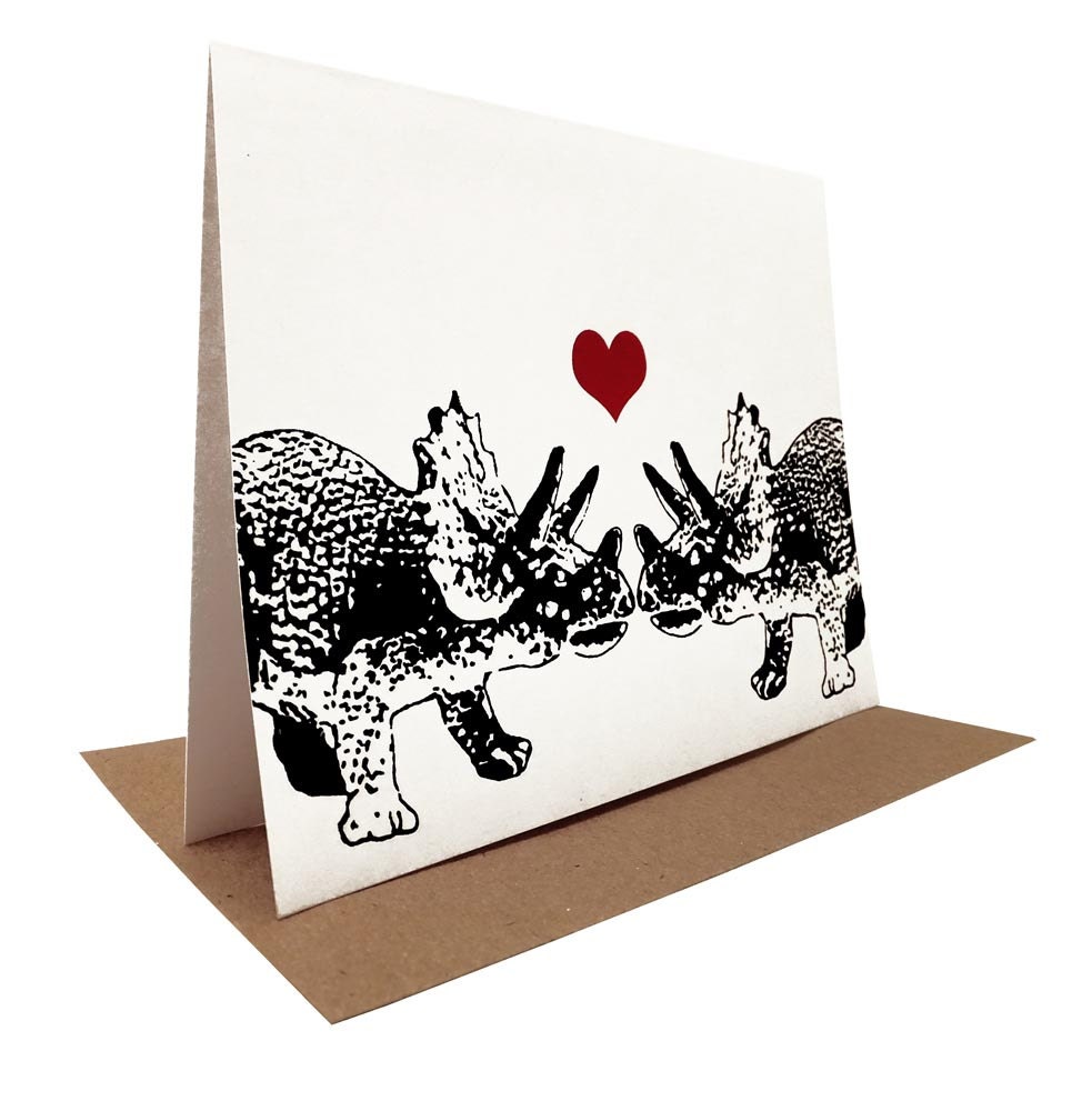 Triceratops in Love -- Blank Card