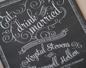 Chalkboard Wedding Invitations - vintage chic, rustic chic, hand drawn cafe poster invitation-