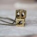 Industrial Cubes Pendant Set - Geometric Machine Cut Raw Brass Cubes - Brass Chain - Squares, Circles - Gift Box