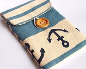 Samsung galaxy note flap pouch (also for passport) - nautical anchor stripes