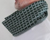 Mens Forest Green and White Plaid Knit Fabric Cowl