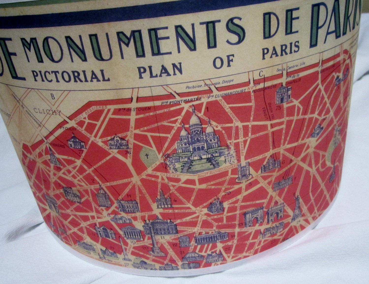 Paris map lamp shade, 15x11 drum shade