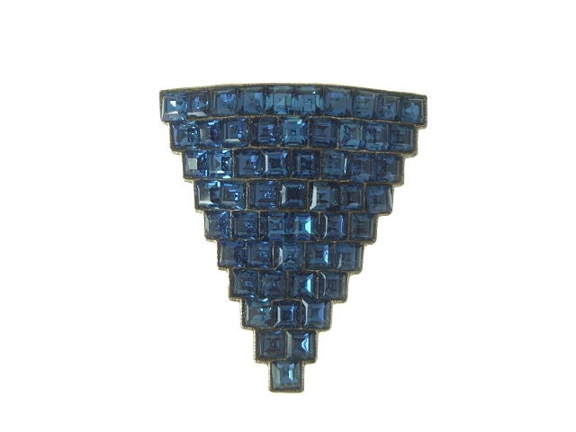 Art Deco Sapphire Brooch French Stones Dress Clip 1920s Art Deco Jewelry Wedding Pin