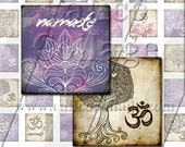 NEW Zen Yoga - Instant Download Digital Collage Sheet Printable - 1x1 Inch Inchies 057