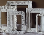 Picture Frames Vintage Inspired Ornate Stunning French Cottage White Wall Gallery Set 5 Frames Filigree Wedding Romantic Home Decor Gift