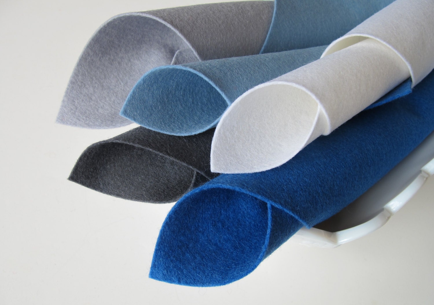 100% Merino Wool Felt - Steely Blue Color Story - Wool Felt Squares Set - 8 x 12 Inch Sheets