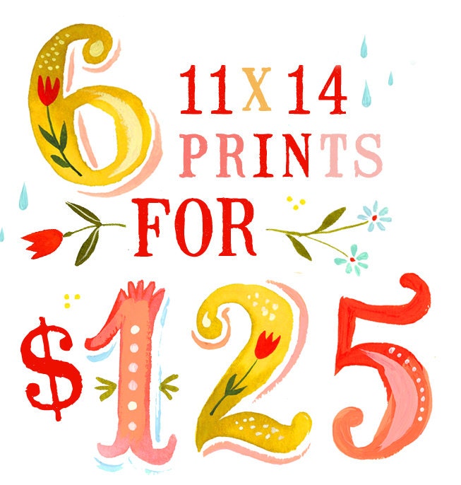 SALE - Set of 6 11x14 Prints