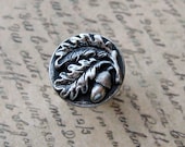 GORGEOUS Silver Acorn Ring antiqued leaf finding antique art nouveau repousee'