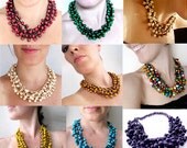 3 Multi strand Necklaces, Beaded Cluster Necklace, Acai Necklace, Choose your colors, adjustable necklaces
