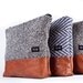 Light gray  upcycle wool clutch ,  IPad case , pouch