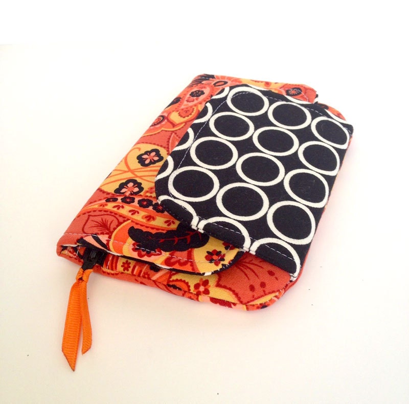 Fresh n Trendy Zipper Wallet   - Orange Metro Floral - FREE SHIPPING
