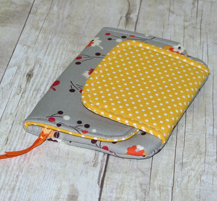 Fresh n Trendy Zipper Wallet   - Gray Posies with Yellow - FREE SHIPPING