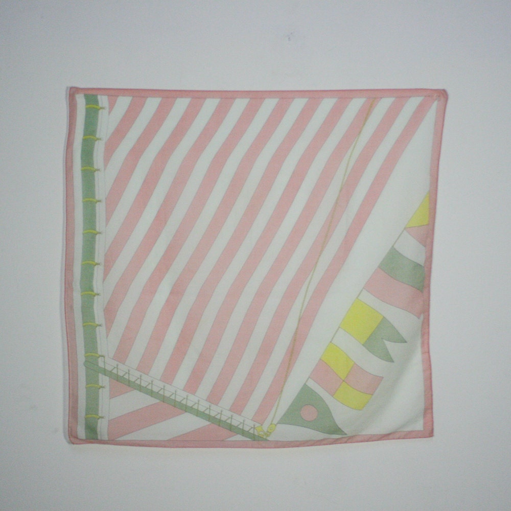 vintage pastel nautical print cotton scarf