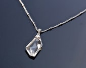 Wedding Necklace,Handmade,Bridal,Bridesmaids Gift,Swarovski Crystal Clear Pendant, Rhodium Plated Over Sterling Silver Rollo Chain
