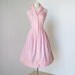 vintage 1950's dress ...never worn PRINCE CHARMERS embroidered pink cotton collared halter full skirt pin-up shirtwaist dress