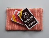 Coral Dot Zip Pouch (with cream zipper)