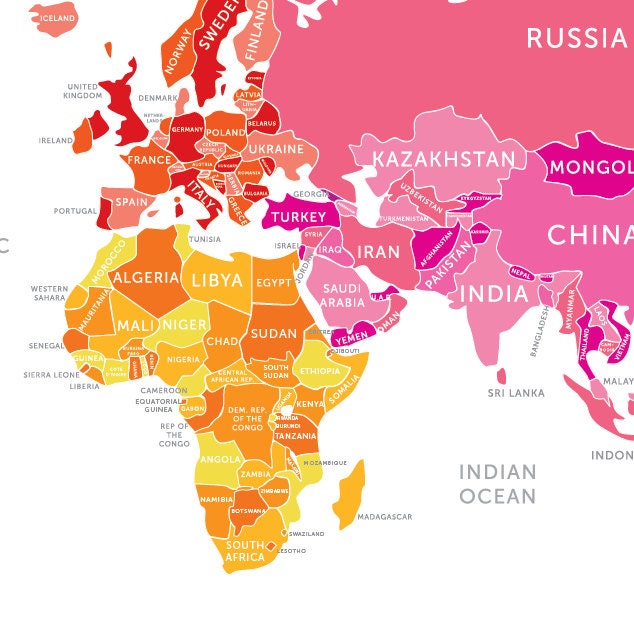 Bright World Map - Large
