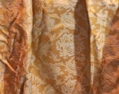 Pair of 60s Brocade Yellowish Gold Curtains / TWO Curtains