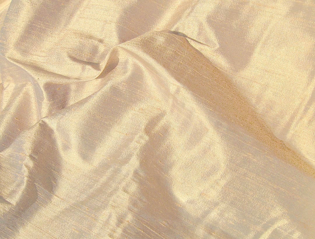 Elegant Champagne Gold Iridescent Dupioni Silk Fabric 21.5 x 15