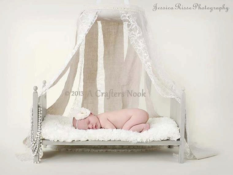 Large Traditional Newborn Photography Prop Baby Doll Posing Bed with Foam Mattress- DIY Ready to Stain or distress Photo Props