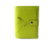 leather agenda neon green goat diary journal