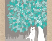 RESERVED for Daynna - Tree Guest Book - Personalized Skyline & Silhouette Wedding Tree Print, Size- 16x20, NOTES: 200 leaves