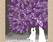 Guest Book Tree - Personalized Skyline & Silhouette Print, 175 Signature Wedding Guestbook, Size- 16x20