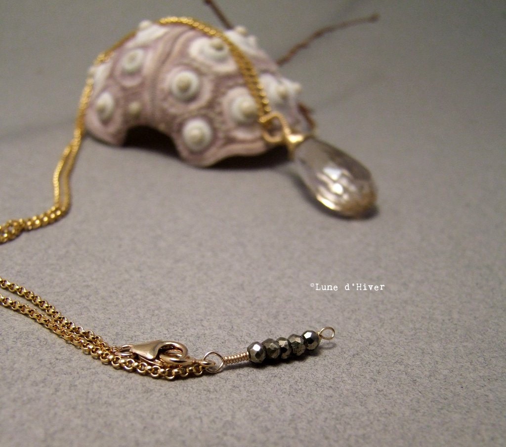 Needles - AA gold rutilated briolette & gold-filled necklace