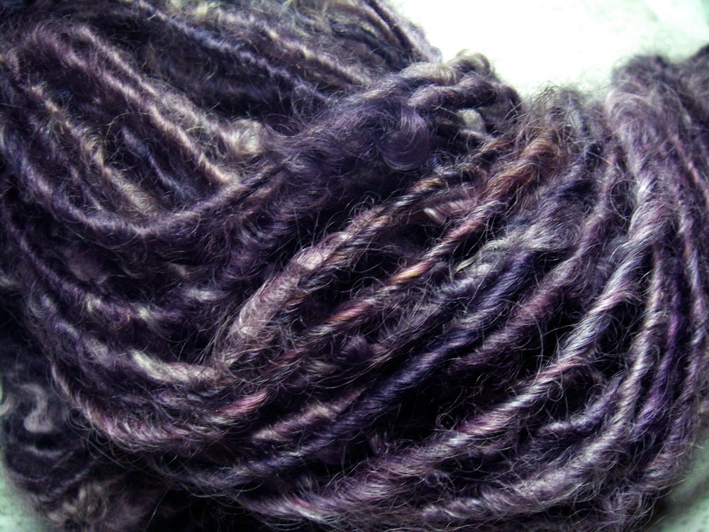 Handspun Lincoln Longwool Wool Yarn in Purple by KnoxFarmFiber
