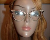 Bronze Cat Eyeglasses w Floral Motif