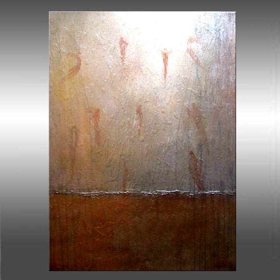 ORIGINAL PAINTING modern abstract stretched contemporary metallic canvas wall art leearte - Carol Lee Art Studio