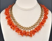 Miriam Haskell Art Deco Necklace Spezzati Coral Bookchain Fringe Vintage 1930s Art Deco Jewelry