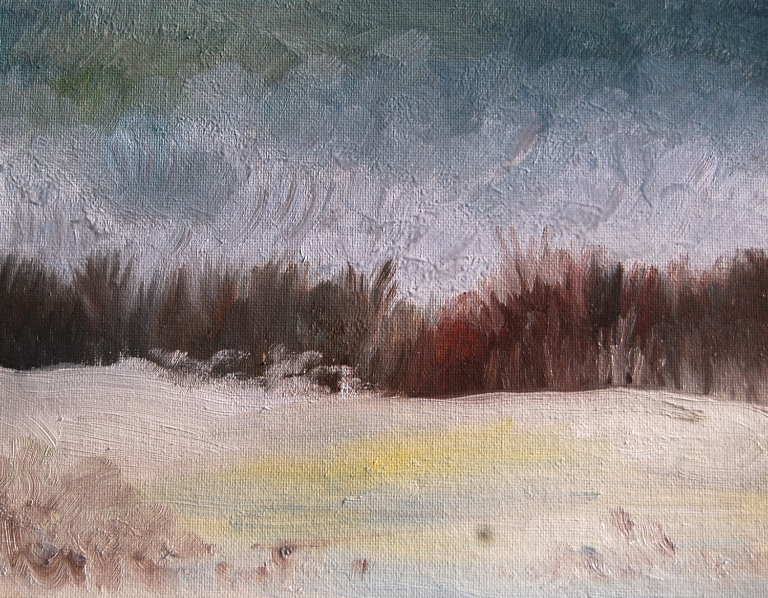 Oil Painting, Original Landscape, Snow, Storm, 8"x10"