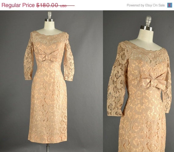 25% Off Sale Vintage 1950s Dress, 50s Dress lace sheer illusion designer Norman Original party wedding dress