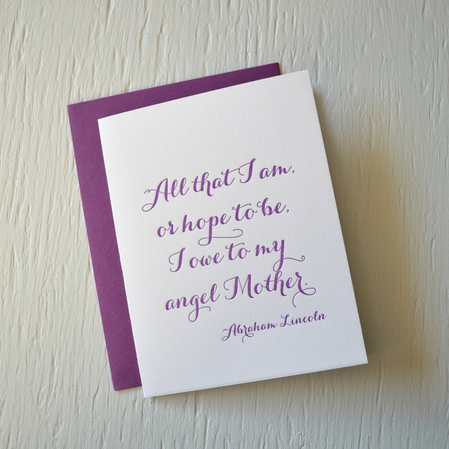 Letterpress card for mom - dark purple - thank you, congratulations, wedding, milestone, mother's day
