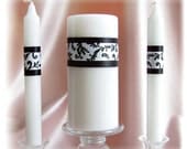 Damask Wedding Unity Candle Set -  Damask Wedding Ceremony Accessories - Custom Colors