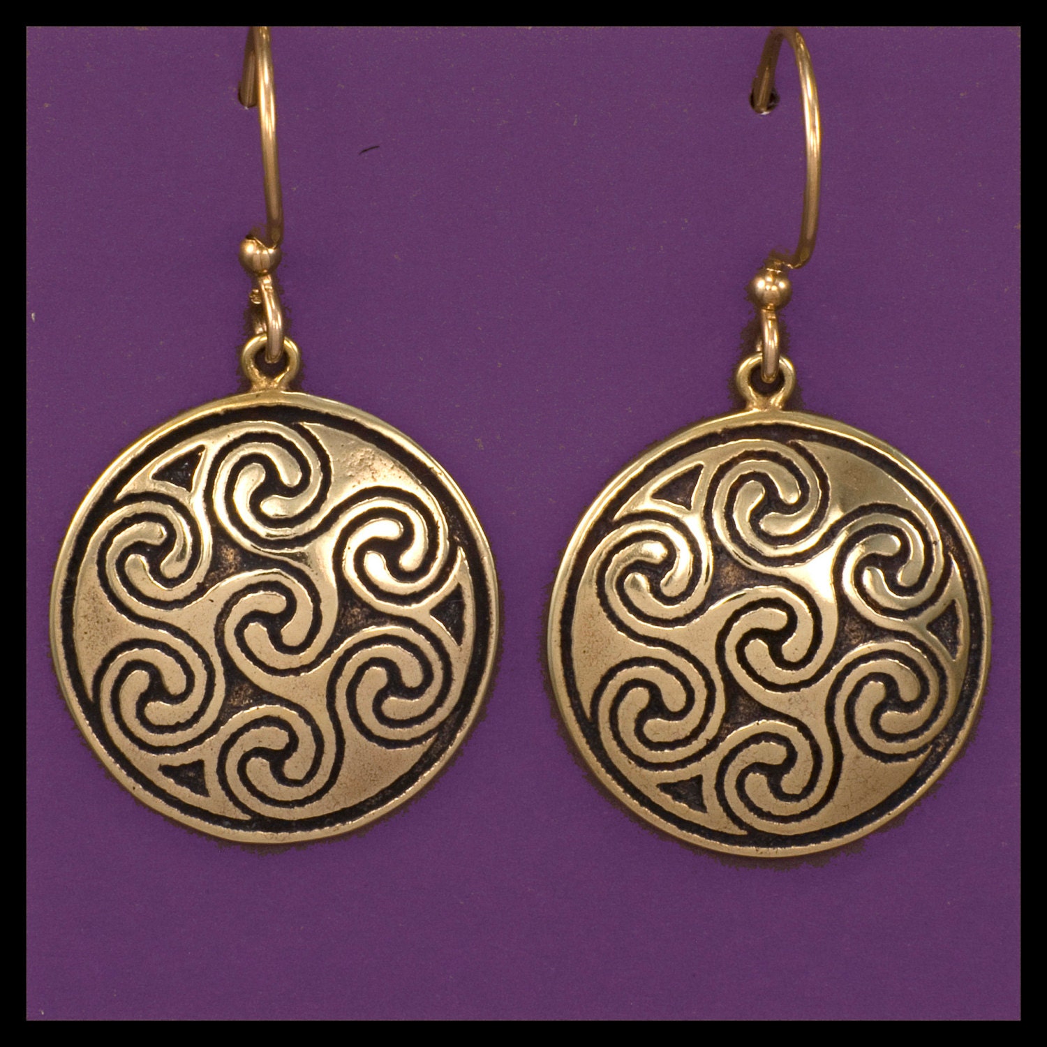 Celtic OBAR LEAMHNACH SPIRALS- Earrings- Bronze
