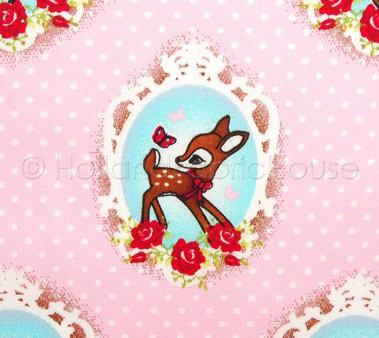 Retro Deer in Pink Fabric  - Extra Wide Dutch design fabric