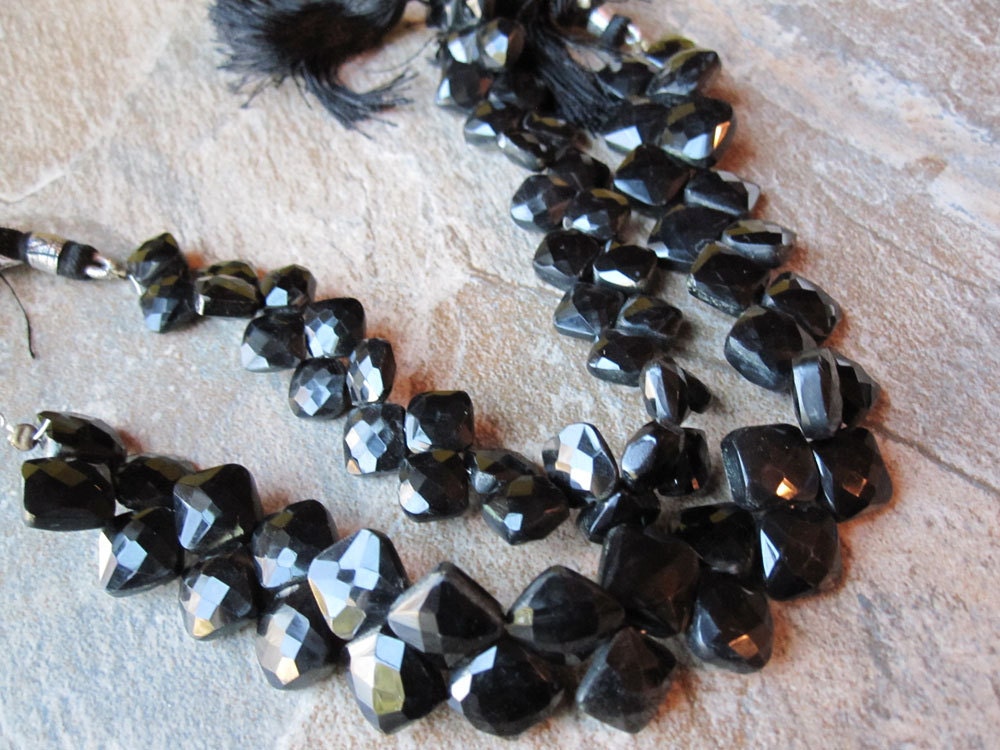 Black Spinel Beads, Diamond Briolettes