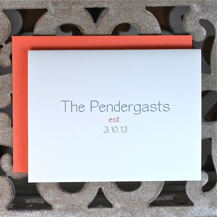 Wedding Thank You Cards . Personalized Wedding Cards . Modern Wedding Cards - Our Date