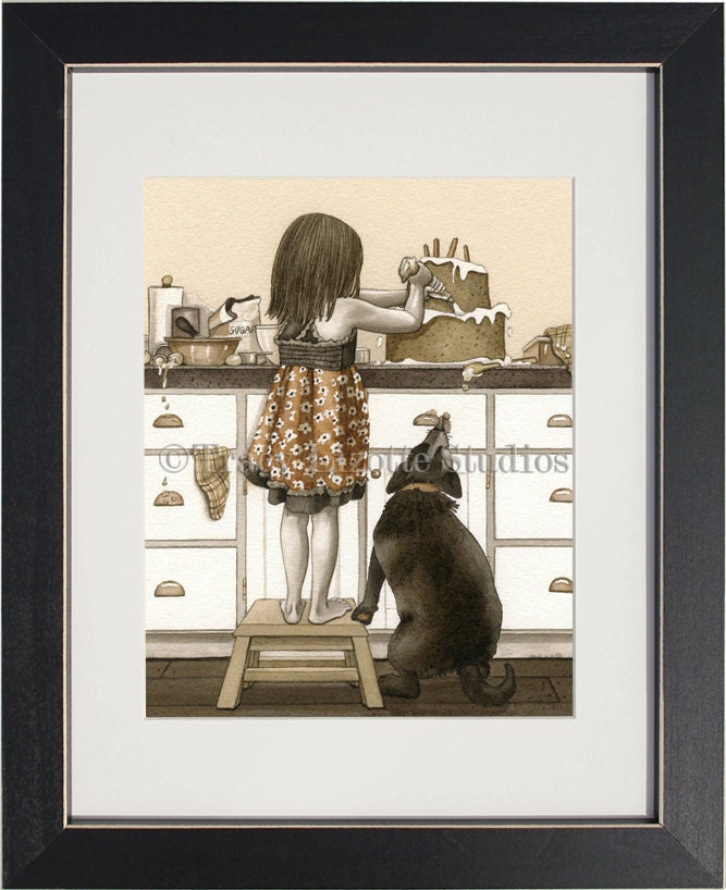 Bake Me A Cake - 8"x10" archival watercolor print by Tracy Lizotte