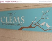 ON SALE Personalized Family Name Established Sign with Love Birds - Great Gift Idea - ETS-21
