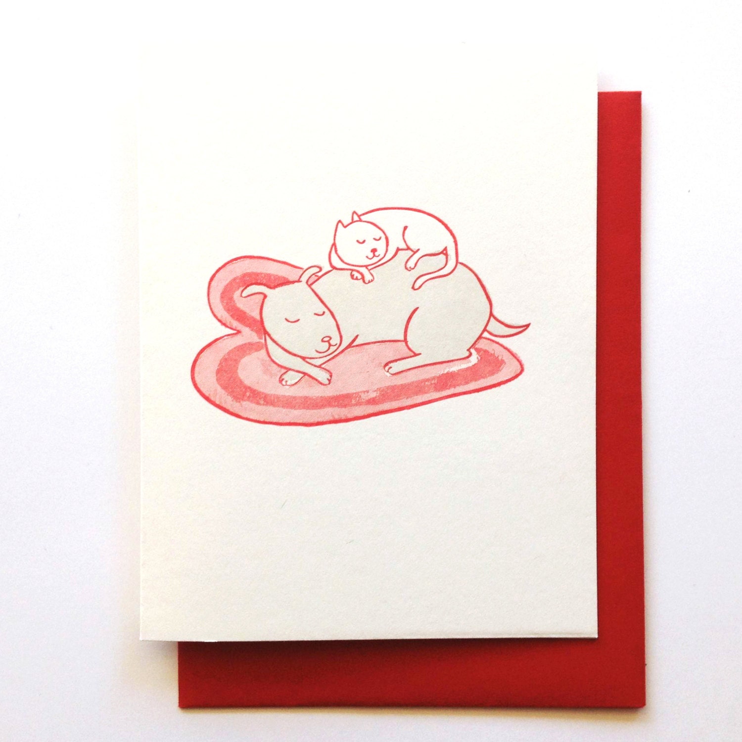 Love Cat and Dog Letterpress Card