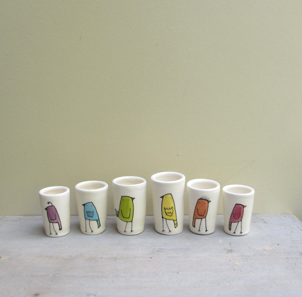 Mini bird vase, set of six rainbow bird bud vase, spring bud flower vase Mother's day gift under 50