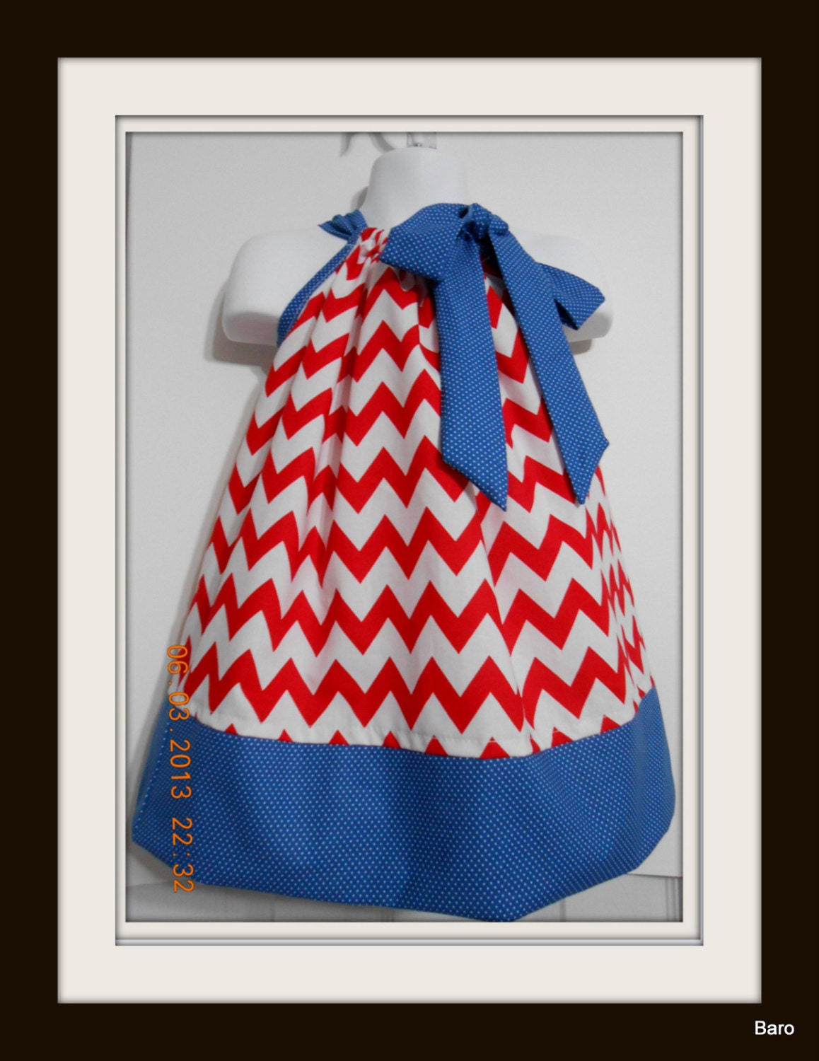 Custom Made Pillowcase Dress Sizes Available-New Born to 8 years old-Chevron Red-4th Of July
